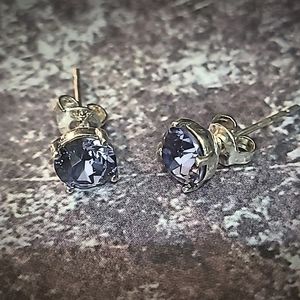 Silver Plated Amethyst Stud Earrings